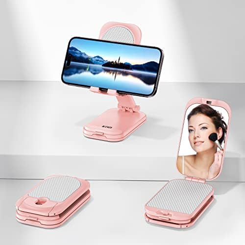 Sklopivi stalak za mobitel za stol, s ogledalom za šminku 2 u 1 držaču telefona Podesivi kut visine mobitela Cradle Desktop Dock Kompatibilan