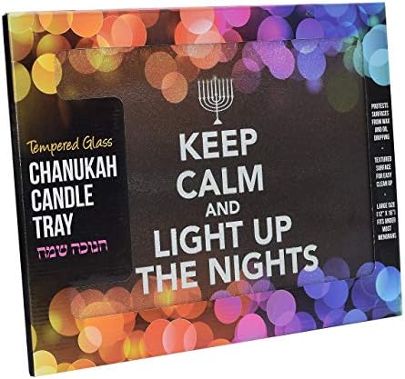 Chanukah tematska ladica za posluživanje - Čuvajte mirno i osvijetlite noć ukrasna od kajana staklena ploča - 12 ”x 16” - zabava na