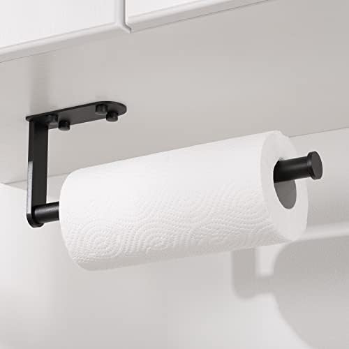 KES držač za papirnate ručnike i držač papira s toaletnim papirom s držačem ručnika za ručnike za kupaonicu, mat crno, KPH400B-BK+BPH222BA-BK+A2180-BK