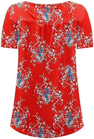 Ženska Vintage cvjetna tunika labavi vrhovi henleigh majica kratkih rukava na kopčanje Plus veličina bluza za tajice koja skriva trbuh