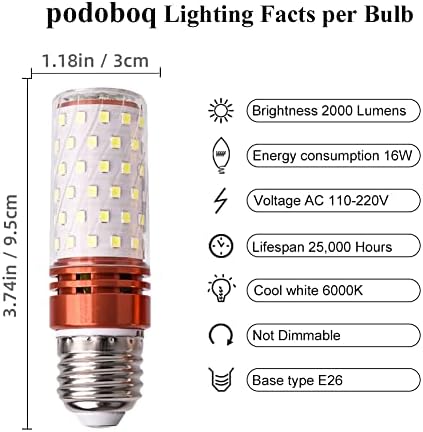 LED kukuruzne žarulje, komercijalne žarulje od 16 vata, ekvivalent žarulje od 140-160 vata, dnevna bijela 6000 K, svjetiljka srednje
