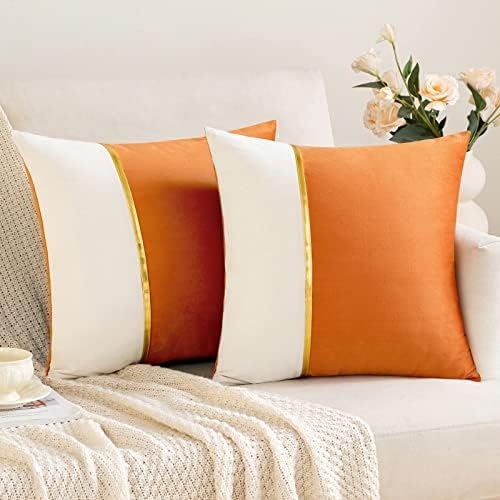 Anroduo pakiranje od 2 jastuka za bacanje pokrivača ukrasna baršunasta patchwork sa zlatnim kožnim jastučnicama mekana čvrsta dekoracija