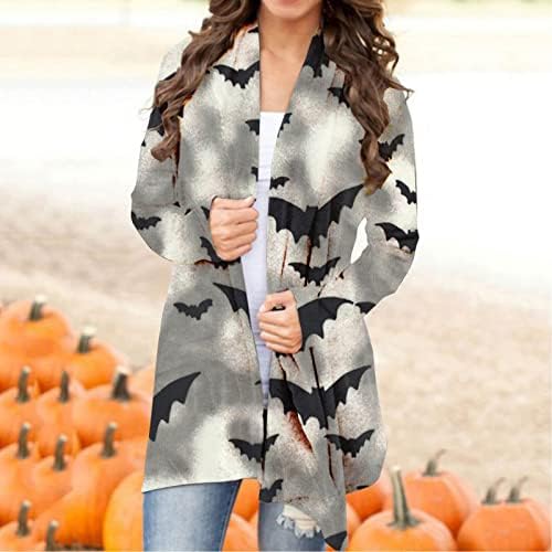 Žene casual halloween tiskar kardigan dugi rukavi casual kardigan jakna pamučni džemper žene kardigan
