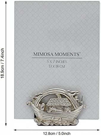 Mimosa Momens 5''x7 '' Metalni plutajući okvir srebrnog tona s bazom u obliku kovčega, zaslon okvira Babyphoto za stol