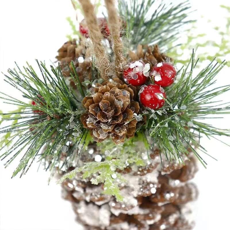 Božićni mastletoe pinecone, božićni ukrasni ukras za viseće, 7-inčni dvodijelni božićni ornament visećeg pinecone-a, viseći pinecone