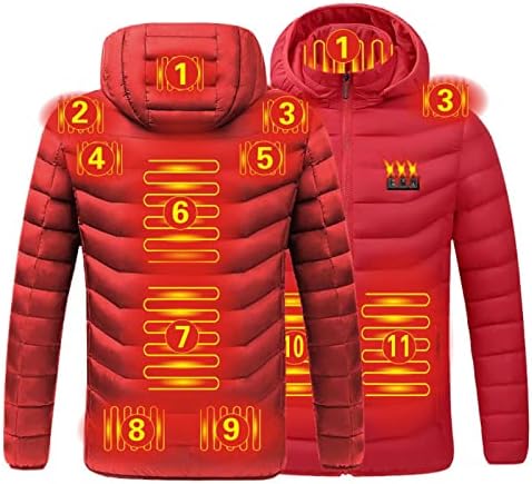 Sunaei 11 Zone grijanja - Muška grijana jakna Zimska termalna skijaška jakni casual labava prekrivana jakna za unisex