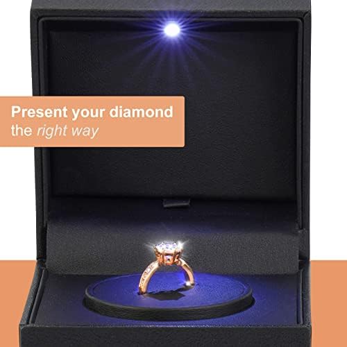 Plemenita rotirajuća kutija za prstenje s pozadinskim osvjetljenjem-rotirajuća kutija za zaručnički prsten za prijedlog braka, poklon