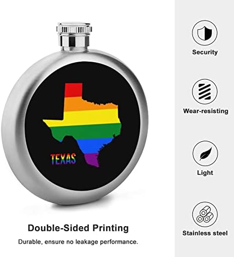 TEKSAŠKA Državna karta u duginoj LGBT zastavi Slatka tikvica za piće od nehrđajućeg čelika od 5 oz Nepropusne okrugle tikvice za piće