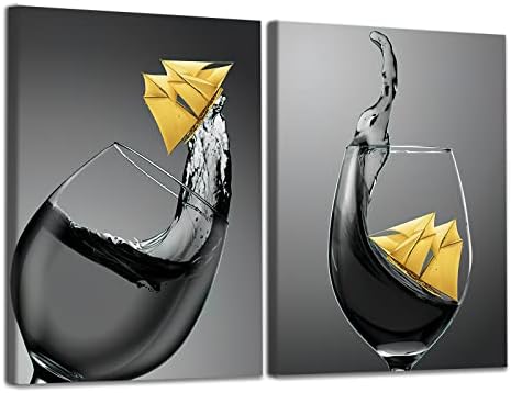 Vino zid umjetnina vina čaša slika slika slika kuhinja art crno -bijela kuhinja slike vino čaša crno -zlatni dekor zida za blagovaonicu