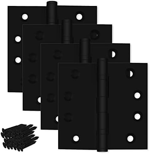 Finsbury hardver crna teška šarka na vratima mat crni kuglični ležaj 4x4 inča teška dužnost - set od 12 čvrstih mesinganih mat mat