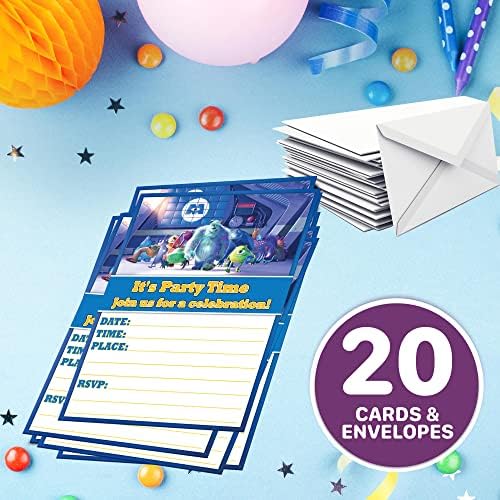 Prirodno ponašanje 20X Monsters Inc Pozivnice za rođendan i omotnice-Pozivnica za zabavu za djecu, 6x4 inča, stil razglednice