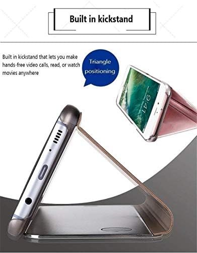 GYHOYA je Kompatibilan sa iPhone 12 Torbica sa postoljem od kože Clear View Dizajn ogledala za šminkanje Sjajna luksuzni šok-dokaz