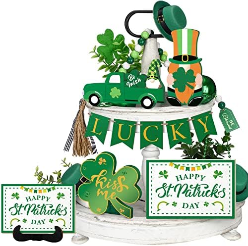 14 komada St. Patrick's Day Rayhed Ladica Decor Set Irish Saint Patrick Tematska tematska ladica Dekor Kućni stol, uključujući Shamrock