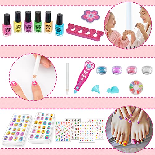 Dječji set za nokte za djevojčice, Setovi za dizajn noktiju sa sušilicom za nokte i sjajnom ručkom, brzo sušenje, ljuštenje i netoksični