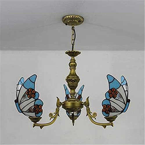 Niuyao privjesak svjetlo obojeno staklo u stilu svjetiljke tiffany s 3 leptira za sjene stropne svjetiljke klasični vintage dizajn