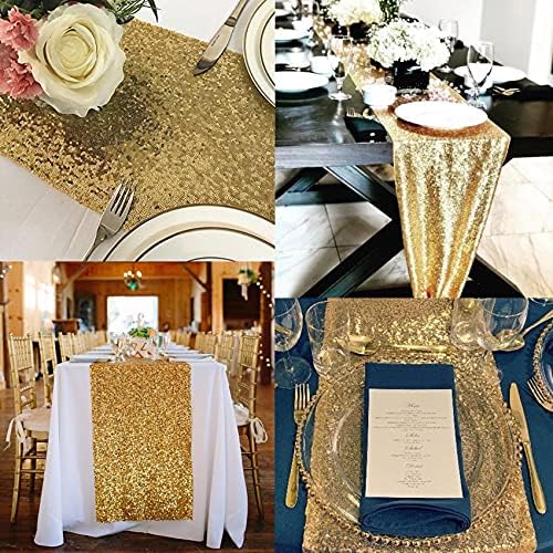 12 pakiranja šljokica stol trkač šampanjca zlato 12 x 108 inčni blistavi trpezarijski stol trkač za rođendan vjenčane angažmane mladenke