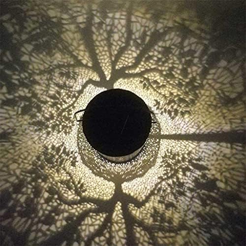 ZLXDP Metalna LED solarna svjetlost uzorak šupljeg drveta Viseća svjetiljka Vanjska vrtna dekoracija dvorište kovano željezo viseće