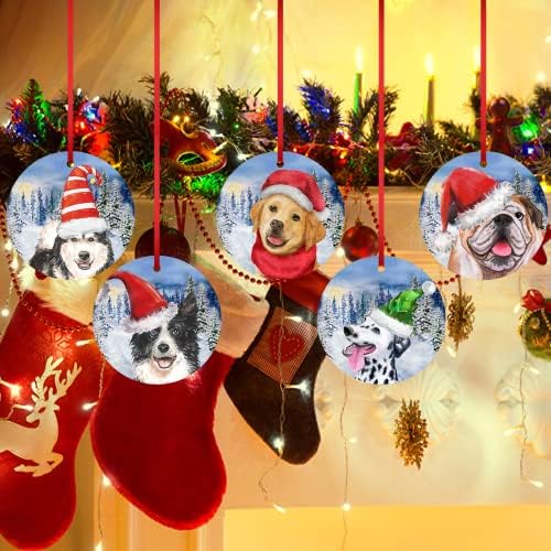 Pas Božićni ukras zima snježna pahulja labrador retriver ukras božićno drvce viseće ukras Djeda pas keramički ukras psa dijete prvi