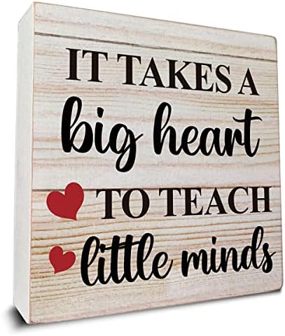 Potrebno je veliko srce za podučavanje malih umova dekoru stola s natpisom Drvena kutija, citat učitelja znak Drvena kutija za ukrašavanje