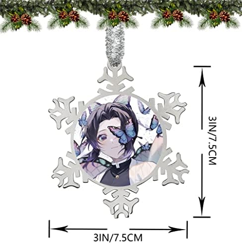 Anime božićni ukrasi Viseći ukrasi snježne pahuljice privjesak od nehrđajućeg čelika ručno izrađeni ukras za božićno drvce vjenčanje