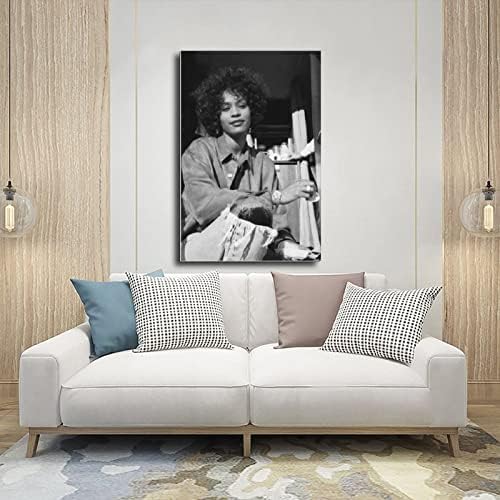 Whitney Houston Vintage crno-bijela umjetnička plakata platna platna Poster Spavaća soba Dekor Sportski krajolik uredski dekor Poklon