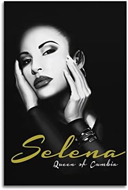 Selena Quintanilla crno -bijeli plakat plakata za sobe estetsko platno zidna umjetnička spavaća soba dekor 12x18inch