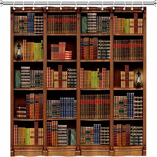Zzysks rustikalne vintage smeđe tuš zavjese za knjige Obrazovna drvena polica za knjige čitljive knjige retro akademska kolekcija klasična