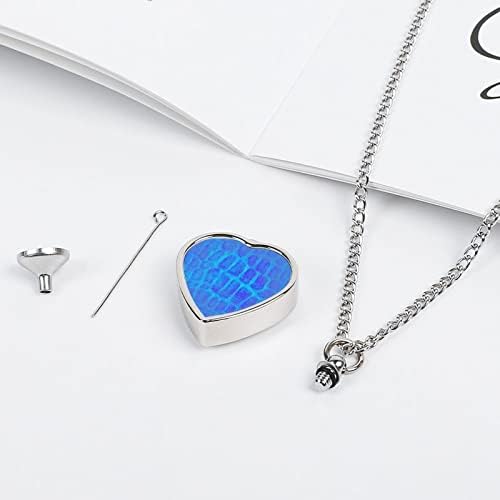 Ogrlica s urnom za kućne ljubimce od plave zmajeve kože personalizirani držač pepela srce privjesak za uspomenu spomen nakit po mjeri