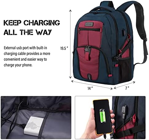 LoveVook Backpack za žene 17 -inčni ruksak Laptop Veliki kapacitet Putujući ruksak s USB priključkom za punjenje i zaključavanje Mochilas
