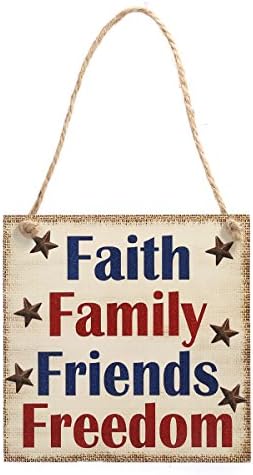 Bestyard vjera obiteljski prijatelji viseći znak patriotska stranka ukras neovisni dan drvena ploča 4. srpnja favorit