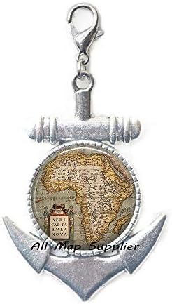 AllMapsupplier Fashion Sichor Zipper Pull, Afrika Antička karata jastoga, Afrička karta Map Sidro Zipper Pull Africa Map Spil Jastoga,