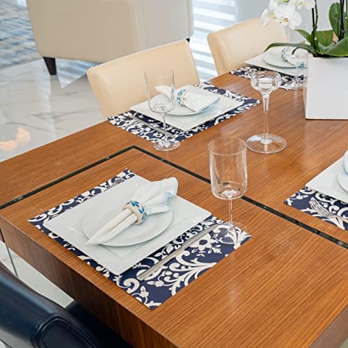 Damask papirnate salvete za blagovaonski stol-mornarsko plave jednokratne kvadratne geometrijske salvete za zabave od 30 listova po