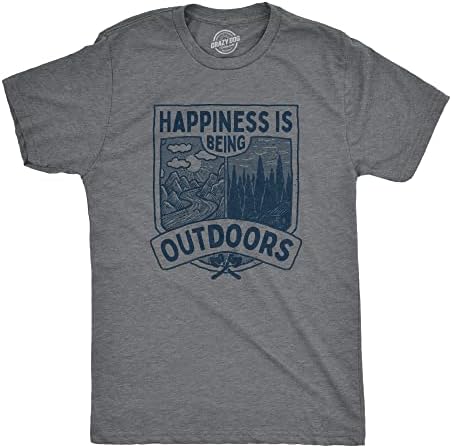 Muška sreća je na otvorenom majicu smiješna cool priroda za planinarenje ljubitelji kampiranja za momke