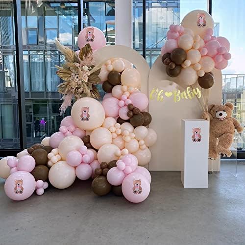 Ukrasi za bebe za bebe za djevojčicu ružičasti baloni vijenac Spol Otkrijte princezu Brown Kit Arch rođendanska zabava Tematska naljepnica