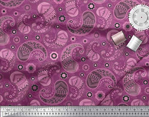 Ružičasta pamučna Pletena tkanina s cvjetnim printom od 1 jarda širine 58 inča