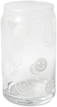 Emoji staklene čaše s poklopcima i slamkama-čaša s poklopcem i slamkom - ledena šalica za kavu od 16 unci s poklopcem od bambusa-čaše