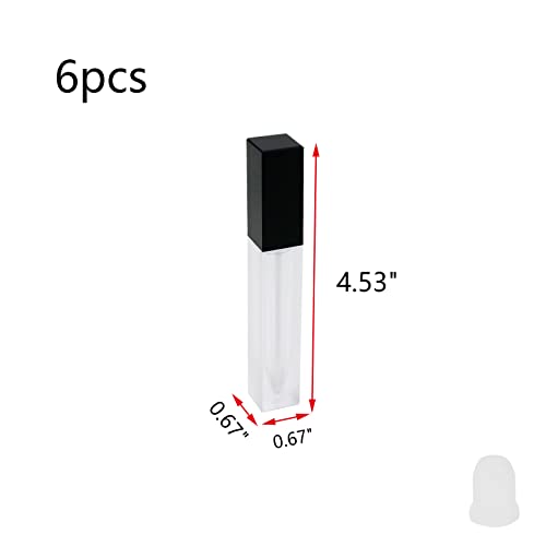 Curqia 6pcs Crna prazna sigurna posuda za usne Clear plastične cijevi s 6 čistih guma 7 ml
