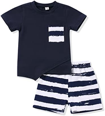 Hipealy mališani dječji dječak odjeća ljetna majica kratkih rukava Top Stripe kratki dječaci poklon Summer Outfits