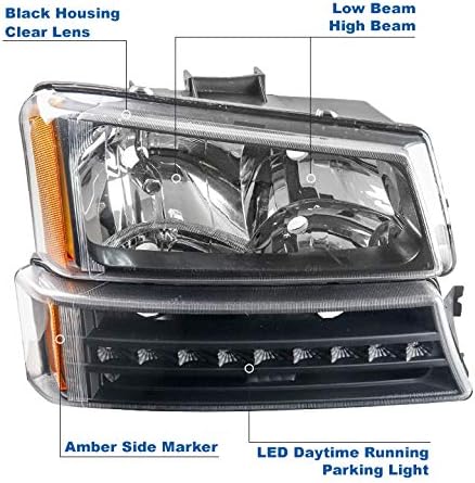 Zamjenska Crna prednja svjetla s LED odbojnikom + 6,25 bijela za izdanje iz 2003-2006