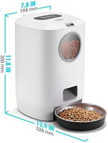 Automatska hranilica za mačke od 4,5 l, dozator hrane za kućne ljubimce, pojilica za pse s timerom za suhu hranu, zdjela od nehrđajućeg