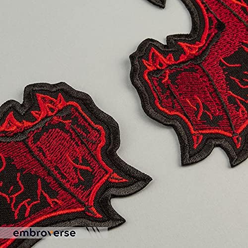 Ovlašteni demon crvene krila zakrpa - Opasnost dodatak za Noć vještica za stražnju jaknu - vezeno željezo na flasterima - 15 x 5,9