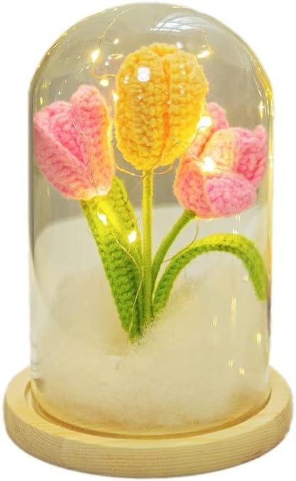 Noćno svjetlo buket tulipana ručno pletena pređa besmrtni cvijet poklon ručno pleteni ukras kuće