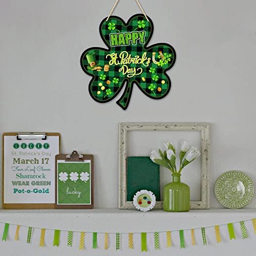 St Patrickov dan na vratima shamrock potpis Clover dobrodošlicu vrata zeleni shamrock u obliku visećeg irskog sretnog djeteline ukras
