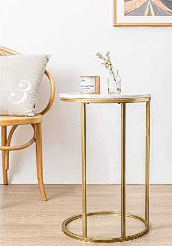 Mramorni stol u obliku slova mramorirani zlatni kraj za grickalice, okrugli tobogan ispod kauča za kauč, kavu, laptop, dnevni boravak,