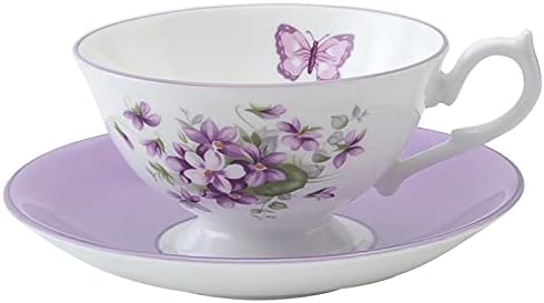 エインズレイ Ainsley ENVI0008C English Violet Tea Cup & Saucer, Ascendz, cca. 6,8 FL OZ