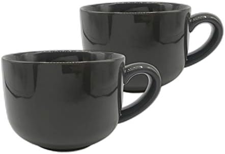 24 unce izuzetno velika šalica šalice za kavu ili zdjela s juhom s ručicom - tamno siva