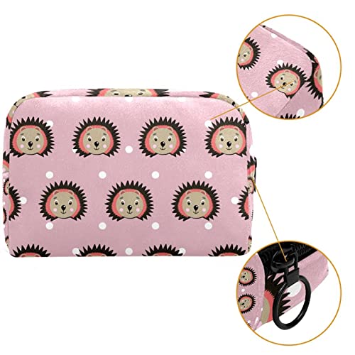 Makeup vrećica Putovanje kozmetička torba Slatko jež lice na ružičastoj polka točkice pozadinska toaletna vrećica Torba organizatora