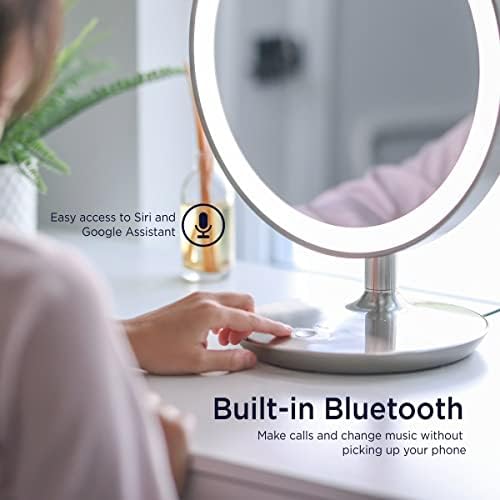 Ihome Beauty Glow Ring XL 13 Ogledalo šminke s Bluetooth zvučnikom, zvučnikom, USB punjenjem, uklonjivim nosačem telefona, punjivom
