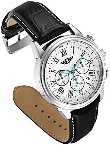 Muški satovi 90242-002 Kronograf, srebrni brojčanik, crni kožni satovi