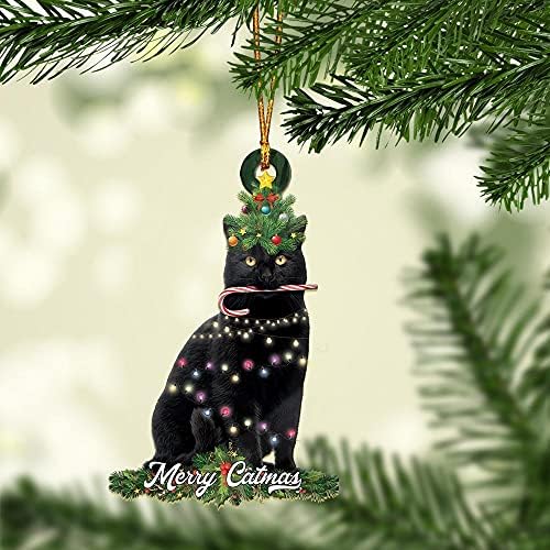 Crna mačka božićno drvce Sretne mačke božićne drvce ukras dekor jasna plastična viseća kuća za viseće kuće prisutno božićno eve dekorativno